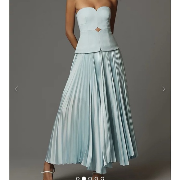 Acler Dresses & Skirts - Acler Light Blue Strapless Pleated Maxi Dress